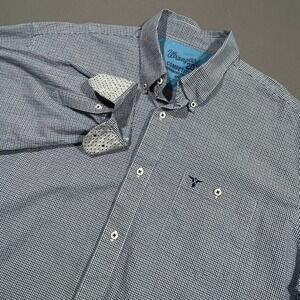 Wrangler Button Down Shirt 20X Competition Gingham Blue White Mens XXL